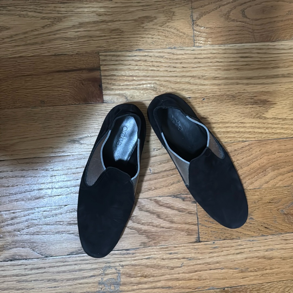 Arche Black water repellent suede Flats Slip-On Loafers